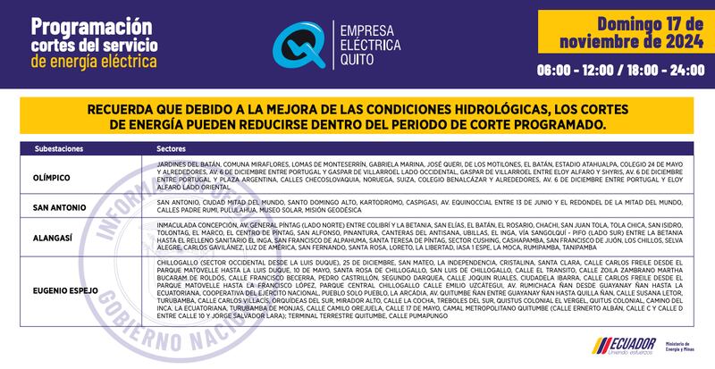 CORTE DE LUZ DOMINGO 17 DE NOVIEMBRE
