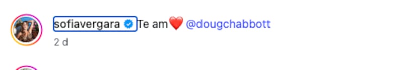 Sofía Vergara y Douglas Chabbott en Instagram muestran su amor con un tierno mensaje que encendió redes.