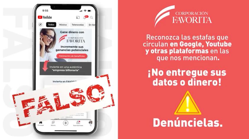 Corporación Favorita, alerta de estafa