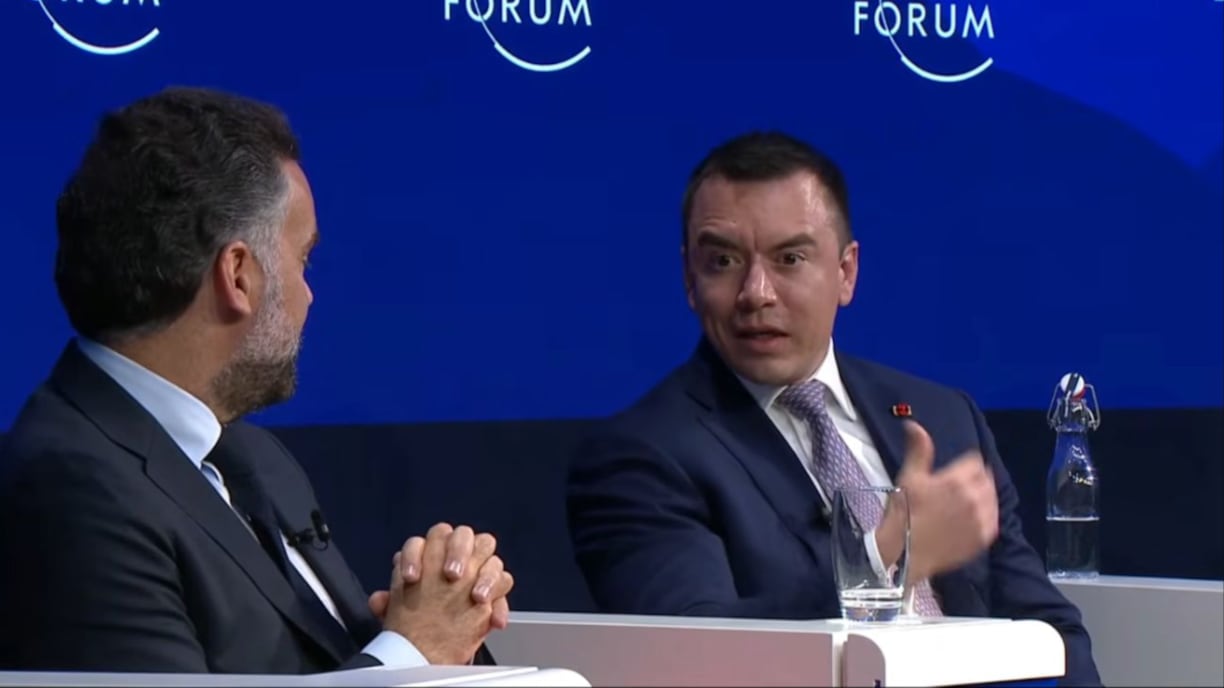 Presidente Daniel Noboa aborda en Davos 2026 los retos de seguridad, migración y empleo juvenil