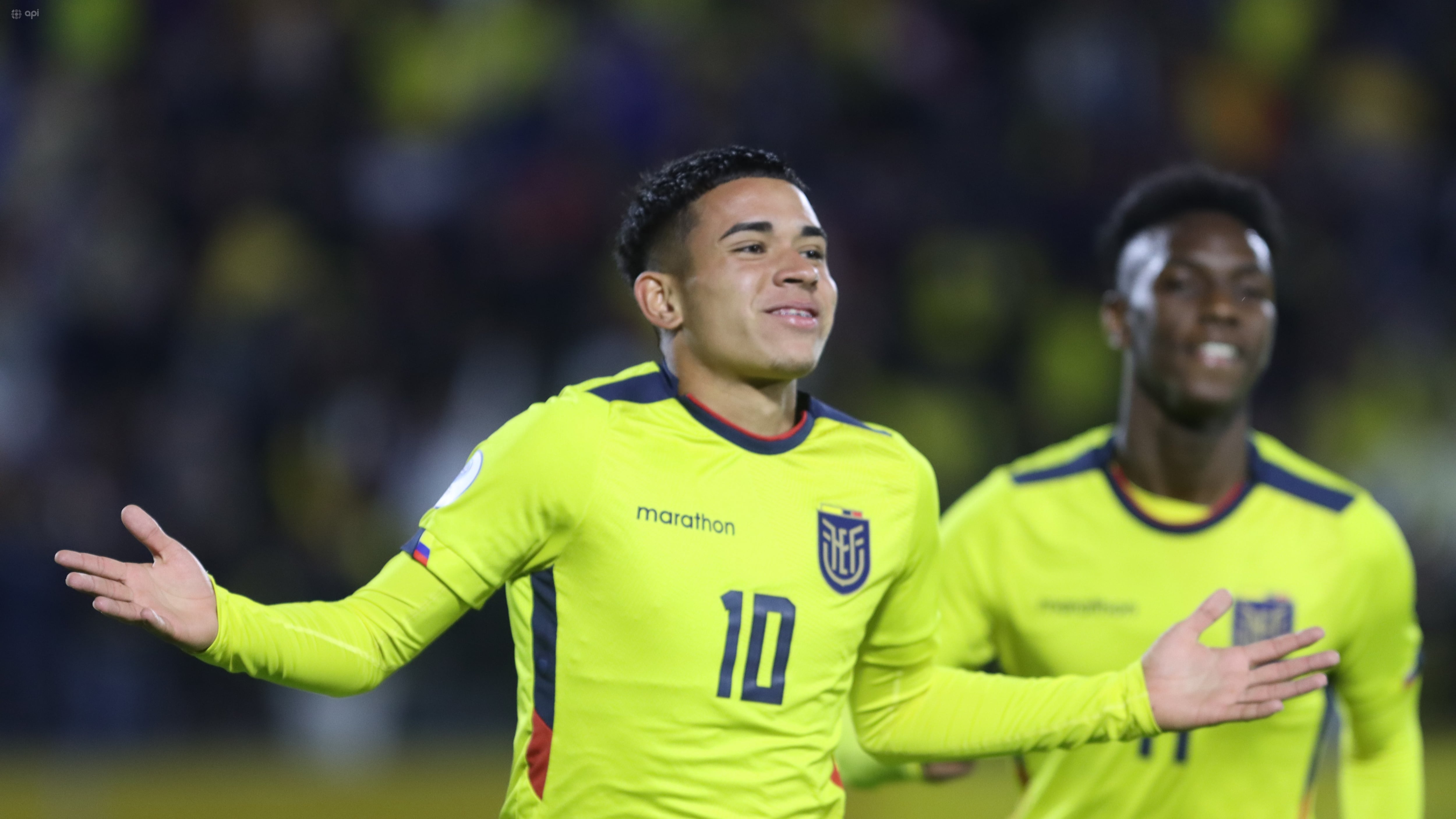 Kendry Páez festeja el gol ante Argentina con Ecuador en el Sudamericano Sub 17