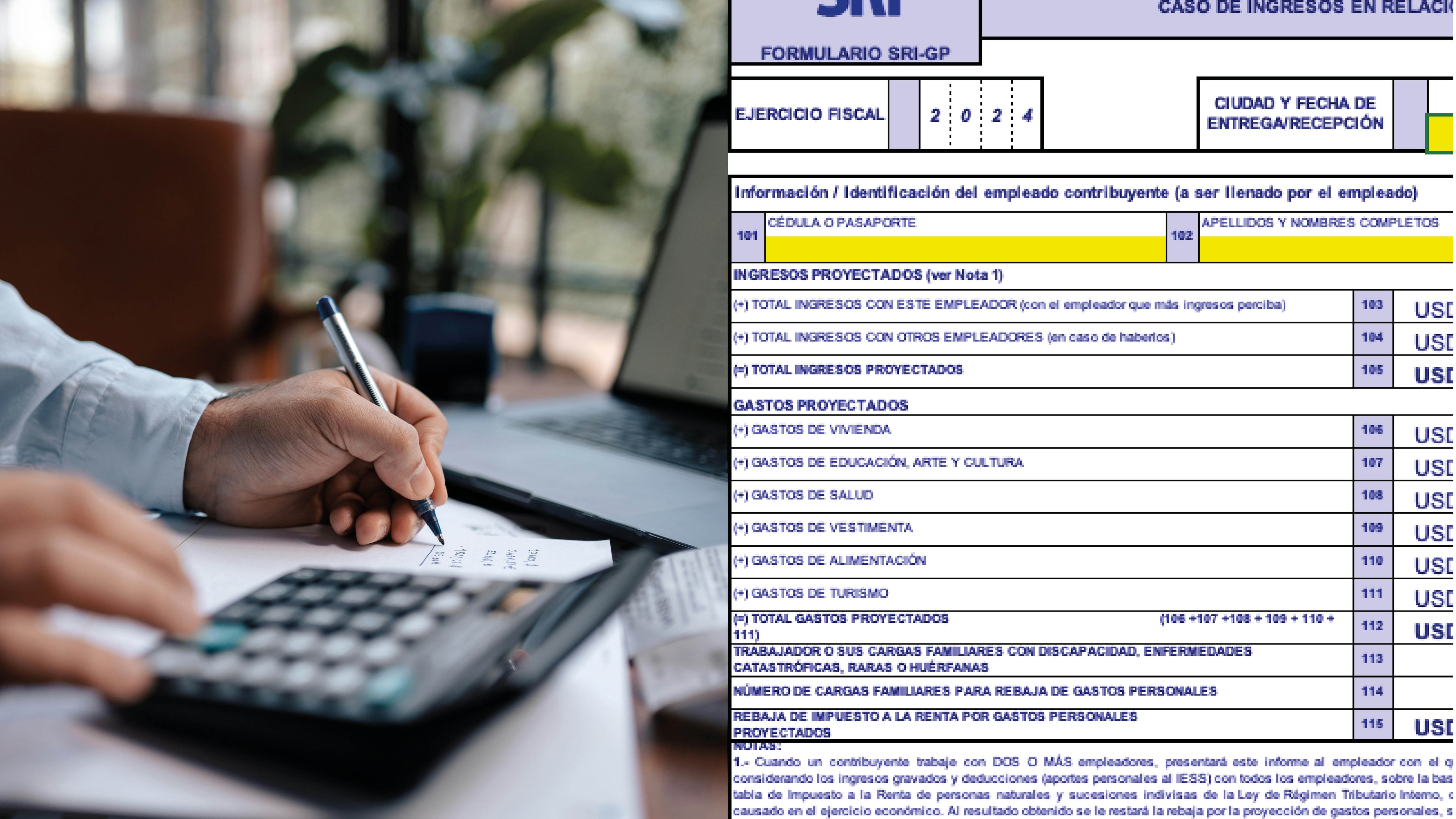 Formulario de proyección de gastos personales