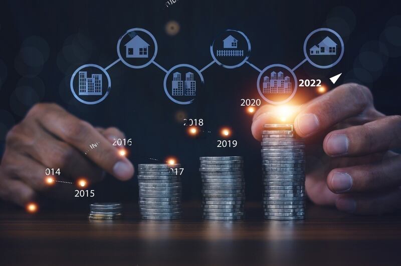Gráfico digital de la inversión en el mercado.