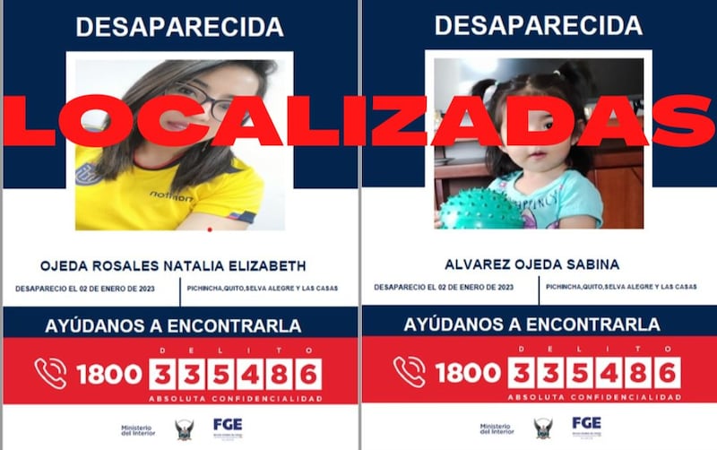 Natalia Ojeda y su hija fueron localizadas en Colombia sanas y salvas