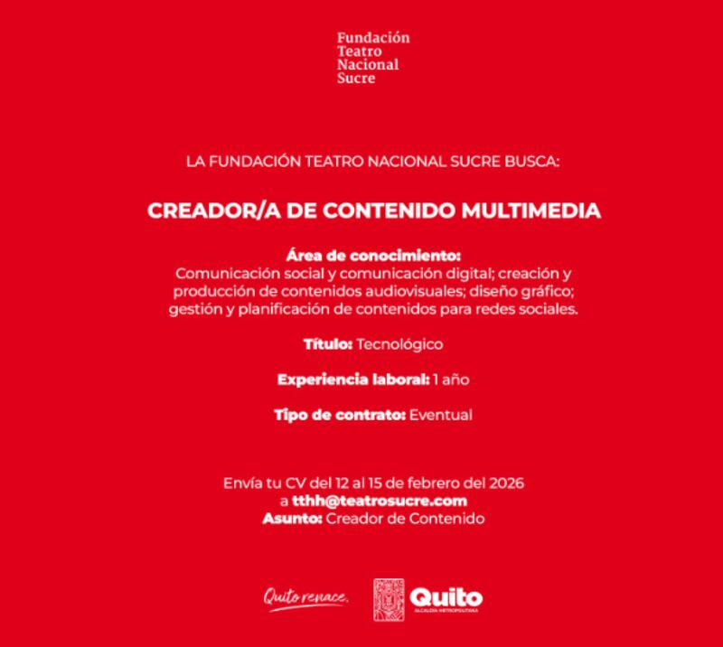 Vacantes Fundación Teatro Nacional Sucre