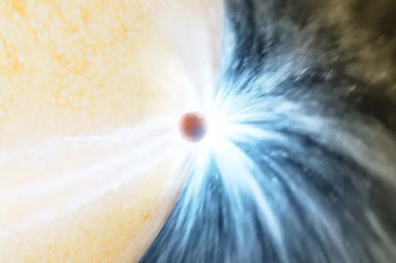 Una estrella engulle a un planeta