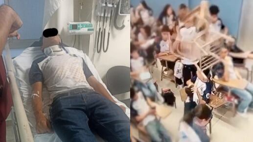Video muestra el momento en que estudiante es golpeado accidentalmente con un pupitre en Monterrey