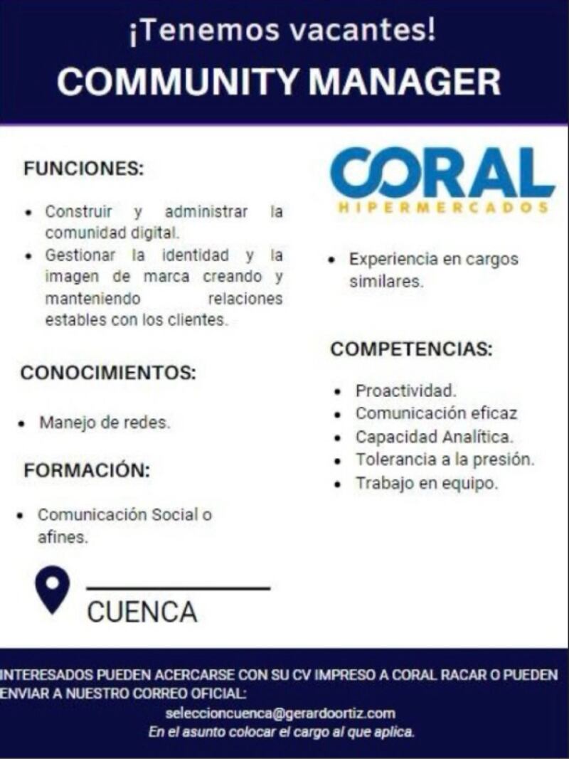 Vacantes laborales en Cuenca