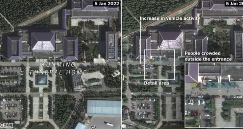 Imágenes satelitales de funerarias en China