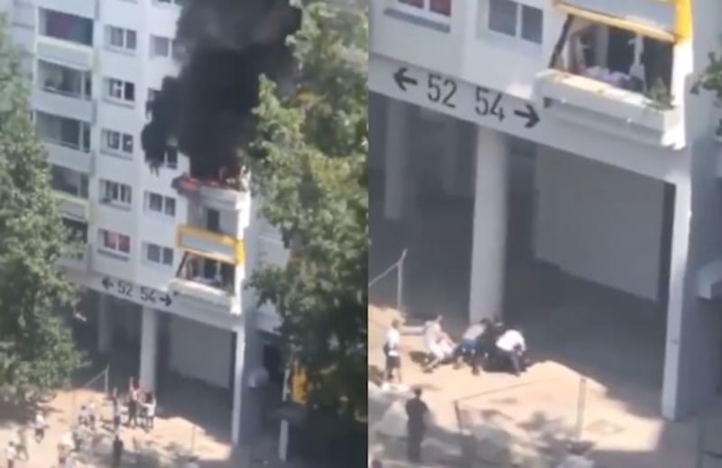 El rescate de dos niños en Grenoble fue grabado en video. Vecinos arriesgaron su integridad para salvarlos del fuego.