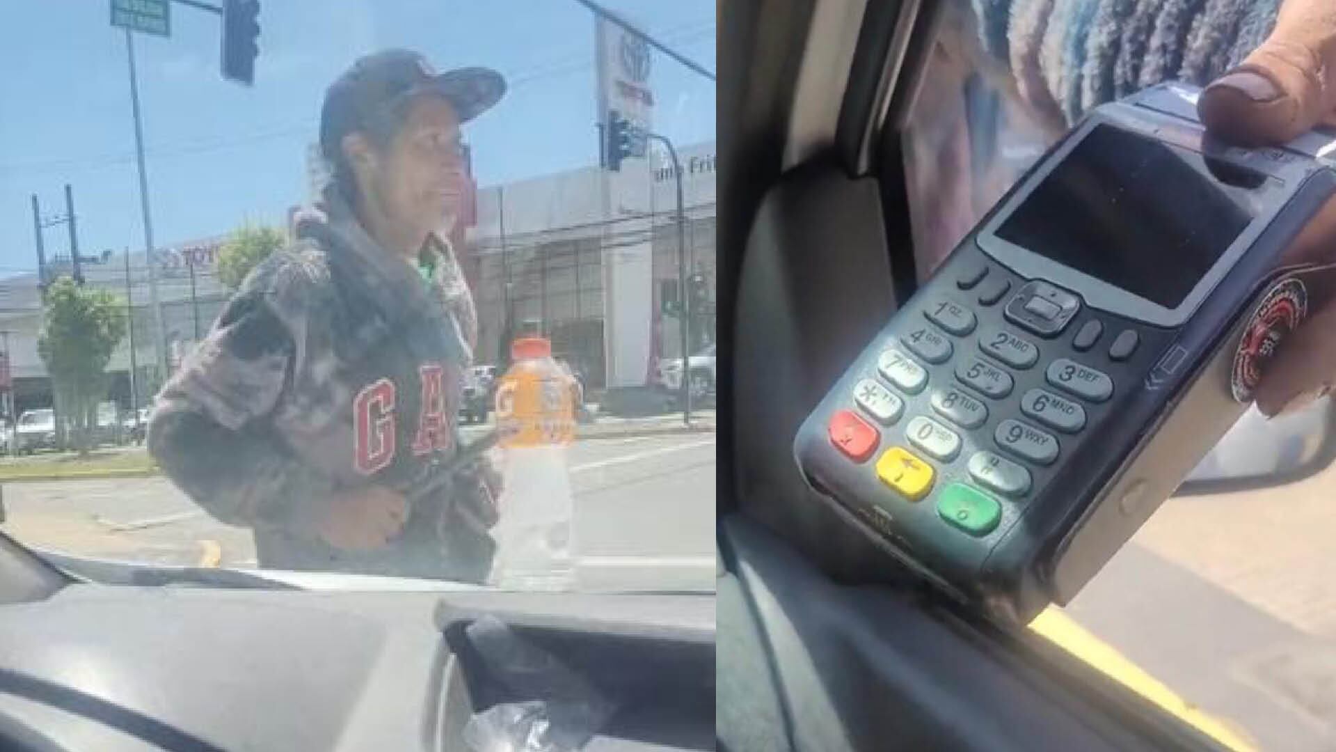 Limpiavidrios asombra a pasajeros al cobrar con datafast