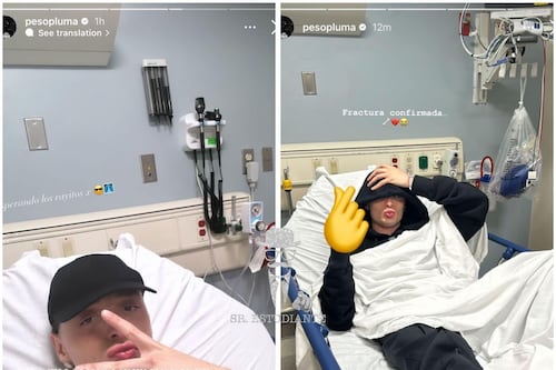 El momento en que Peso Pluma se fracturó un pie mientras cantaba en Nueva York