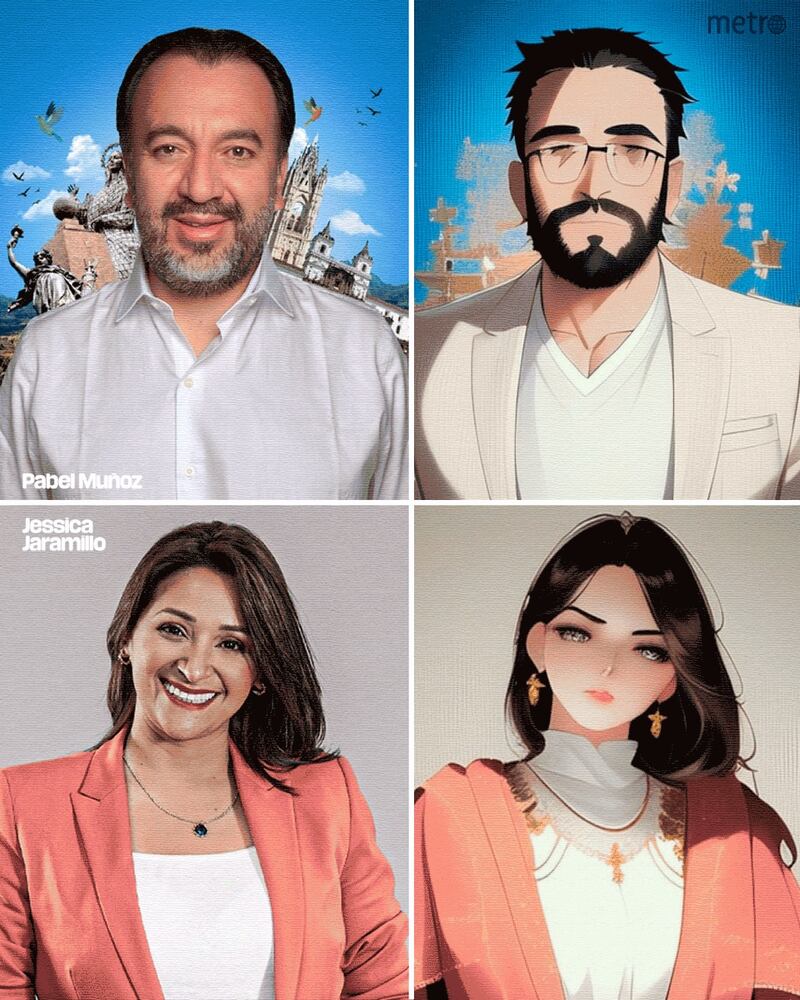 Así se ven los candidatos a la alcaldía de Quito al estilo anime, según la Inteligencia Artificial
