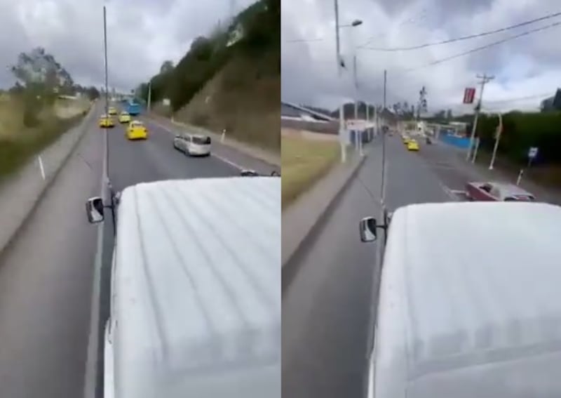 Manifestantes persiguen taxis y buses en Tulcán, desinflando llantas y poniendo en riesgo a conductores y pasajeros.