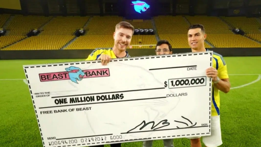 Mr. Beast y Cristiano Ronaldo en un desafío