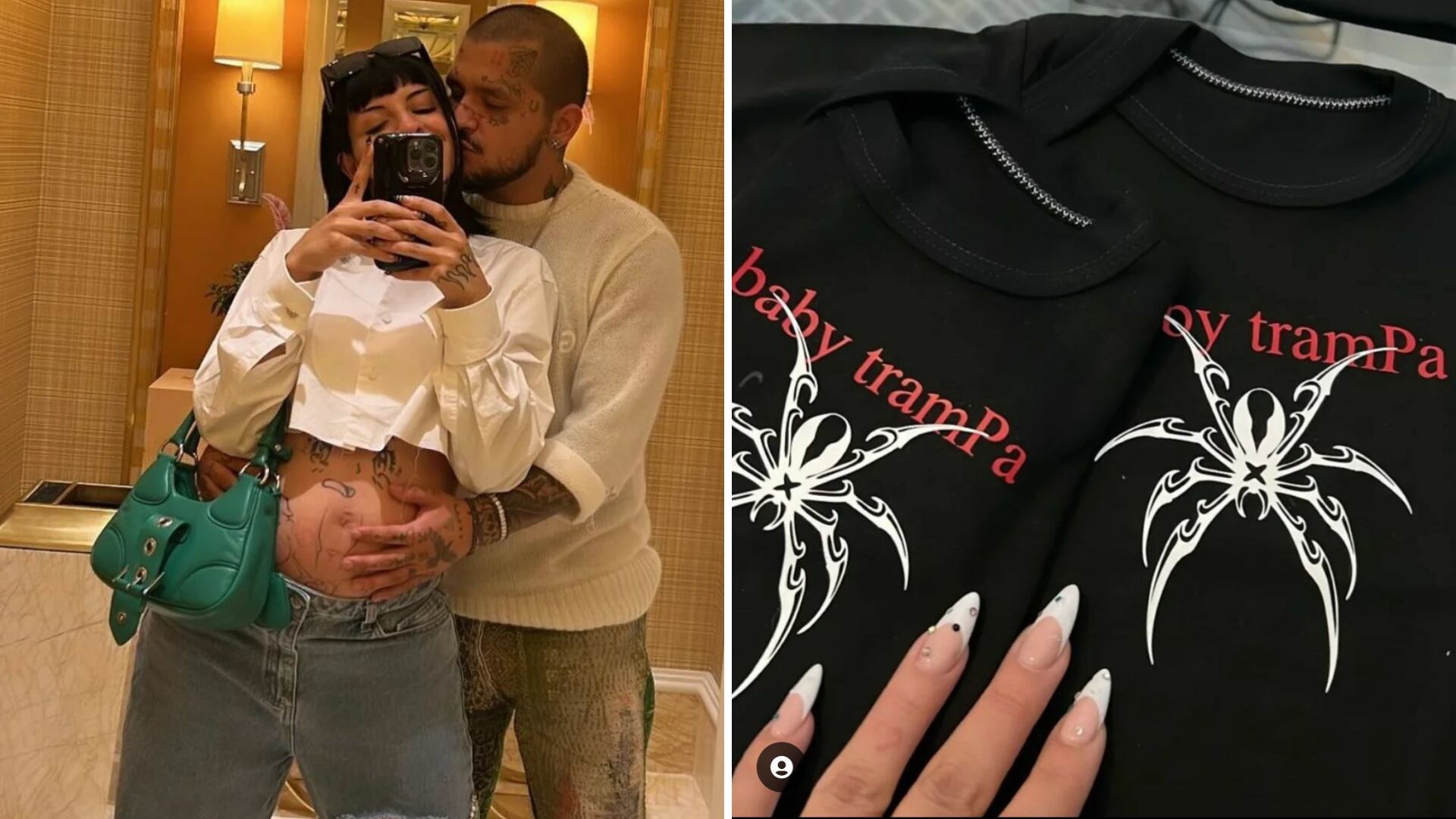 Fans critican que bebé de Cazzu vista de negro y con arañas.