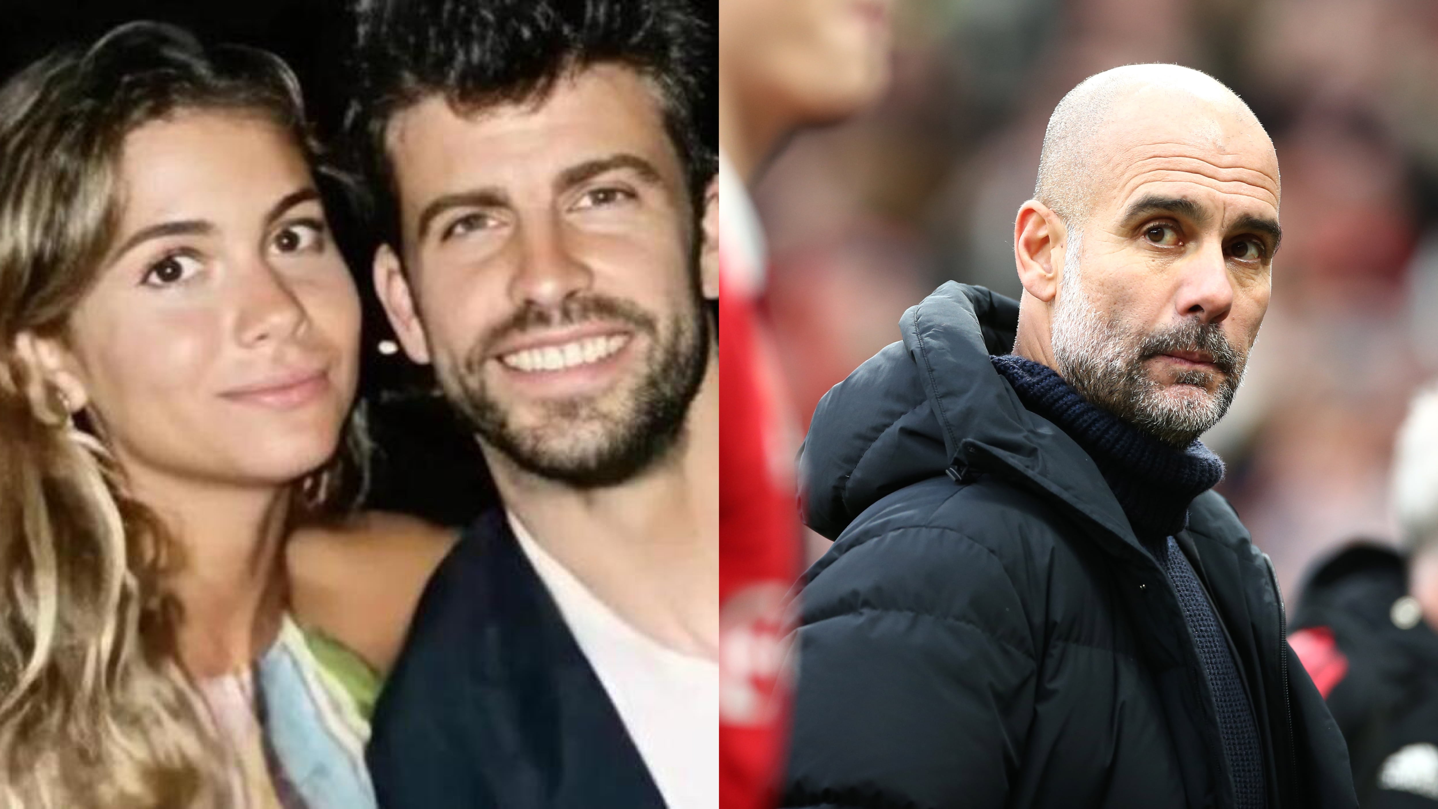 Clara Chía, Piqué y Pep Guardiola