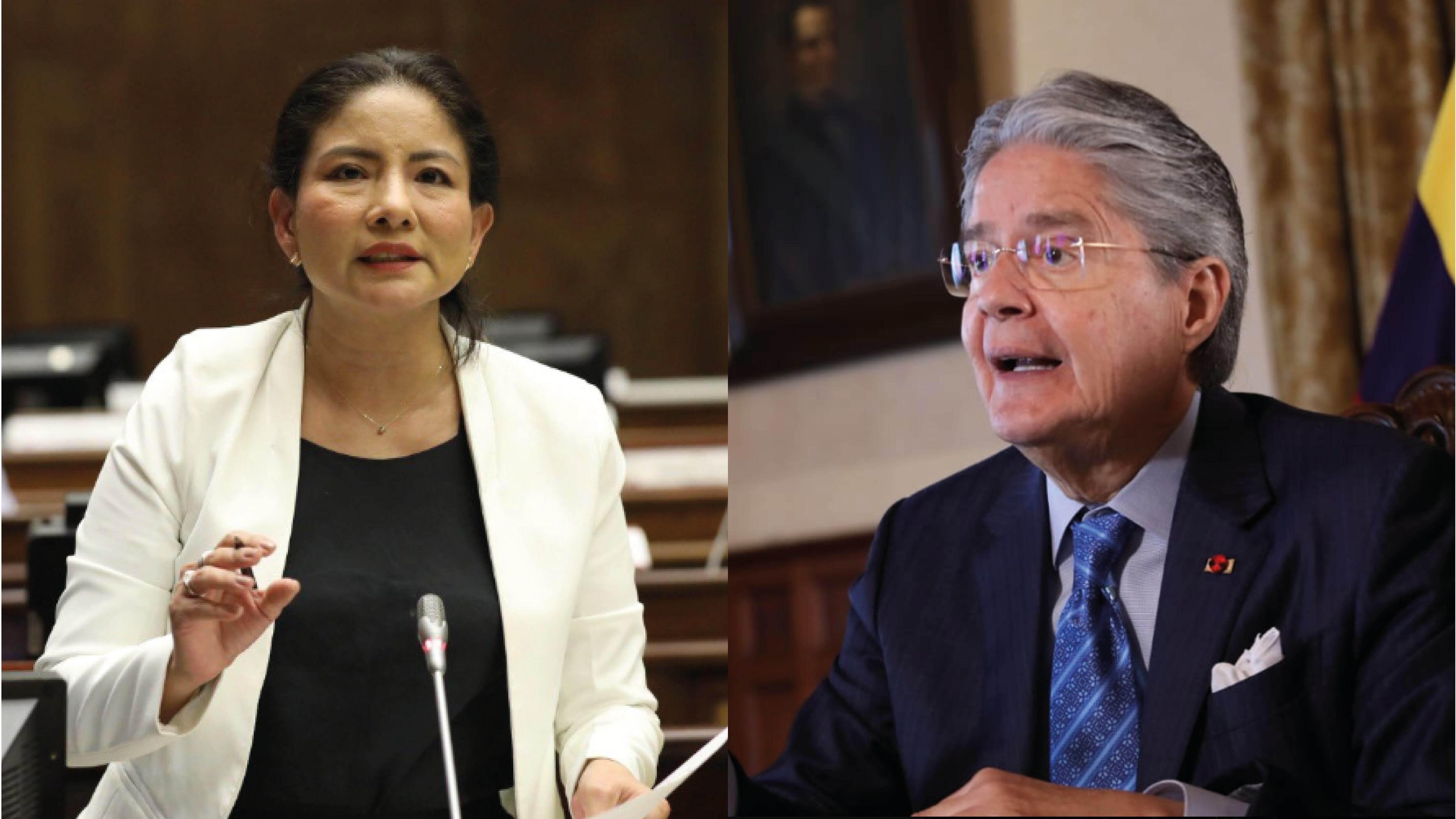 Asambleísta de CREO, Nathalie Arias y el presidente Guillermo Lasso