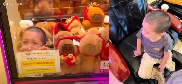 Un niño de tres años quedó atrapado en una máquina de peluches en Guadalajara; logró salir sin lesiones.