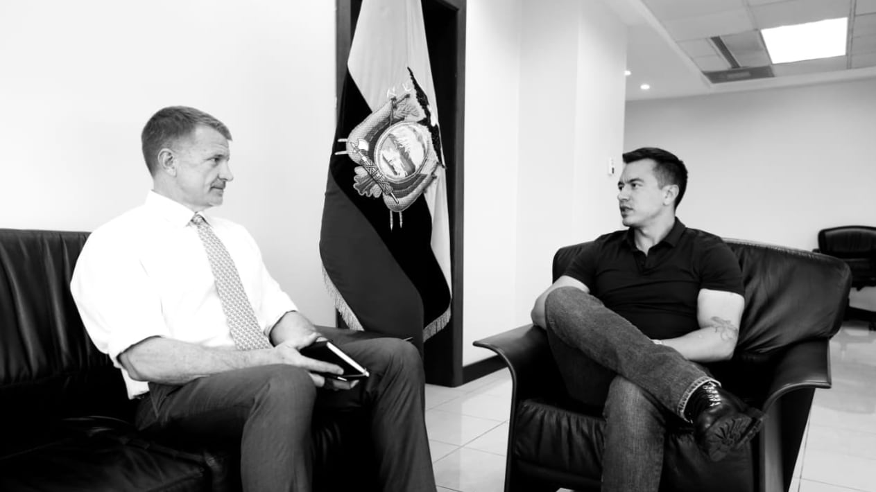 Erik Prince, fundador del ejército privado Blackwater y el presidente Daniel Noboa
