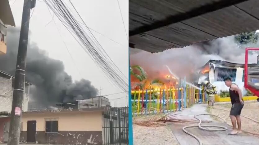 Escuela incendiada en Guayaquil
