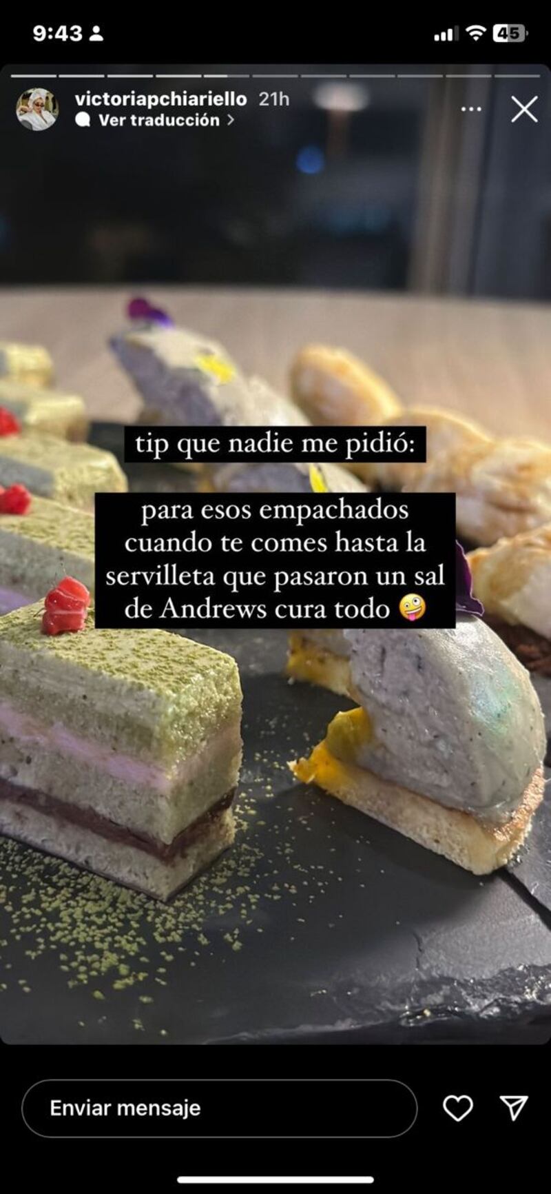 Captura de pantalla de las historias de Victoria