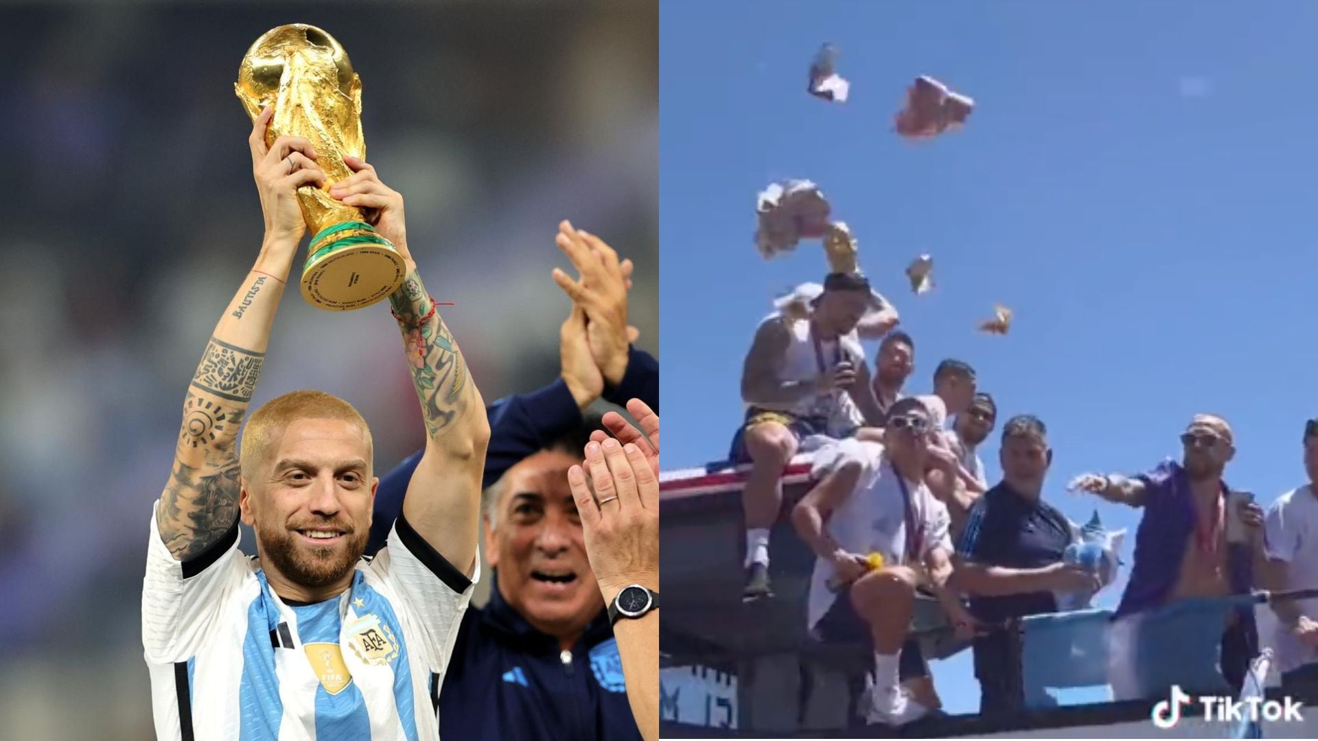 'Papu' Gómez y un generoso gesto durante la celebración de Argentina.