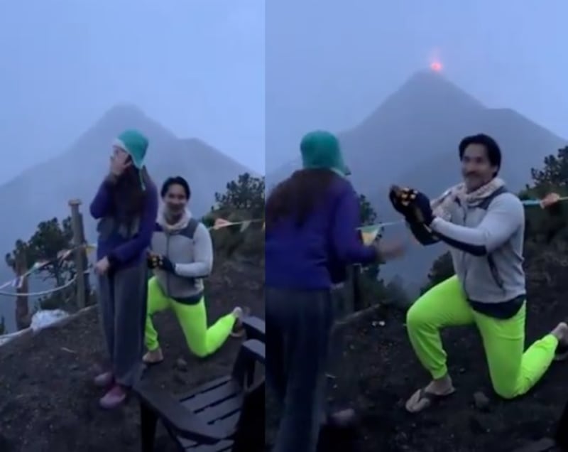 VIDEO: Propuesta de matrimonio se vuelve épica con erupción del volcán de Fuego
