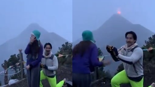 VIDEO: Propuesta de matrimonio se vuelve épica con erupción del volcán de Fuego
