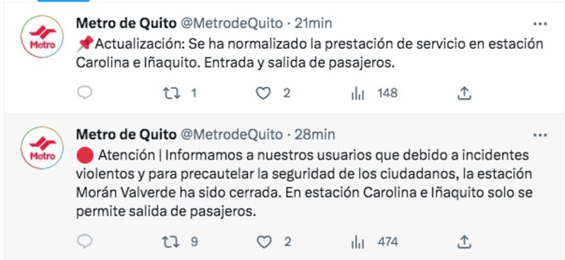 Captura de pantalla del tuit que fue borrado