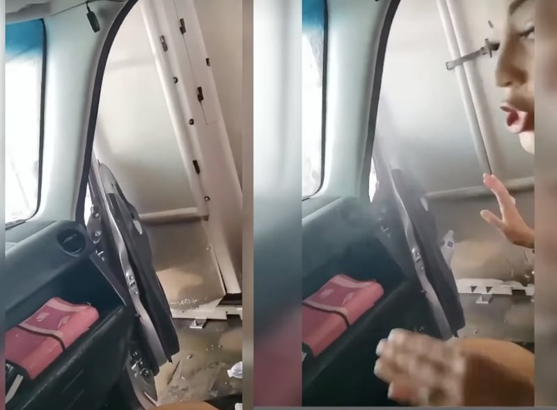 mujer pierde la puerta de su vehículo tras un insólito incidente