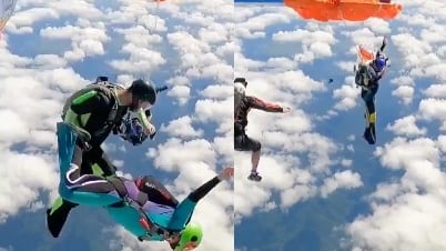 Paracaidista australiano quedó atrapado en la cola de un avión