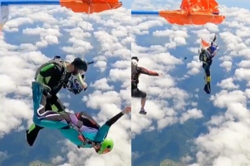 VIDEO: Paracaidista australiano sobrevive tras quedar colgando de avión