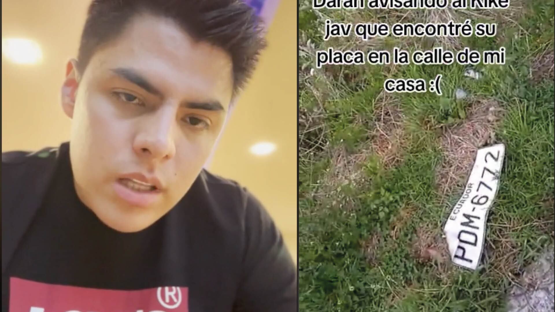 Doblada y rota: Hallaron la placa del auto robado de Kike Jav