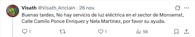 Cortes de luz sin previo aviso en Quito.