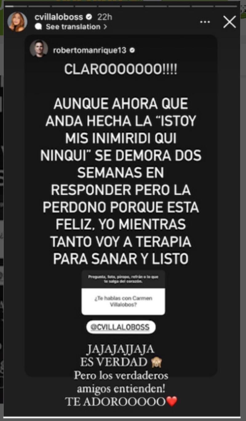 El reclamo de Roberto Manrique a Carmen Villalobos
