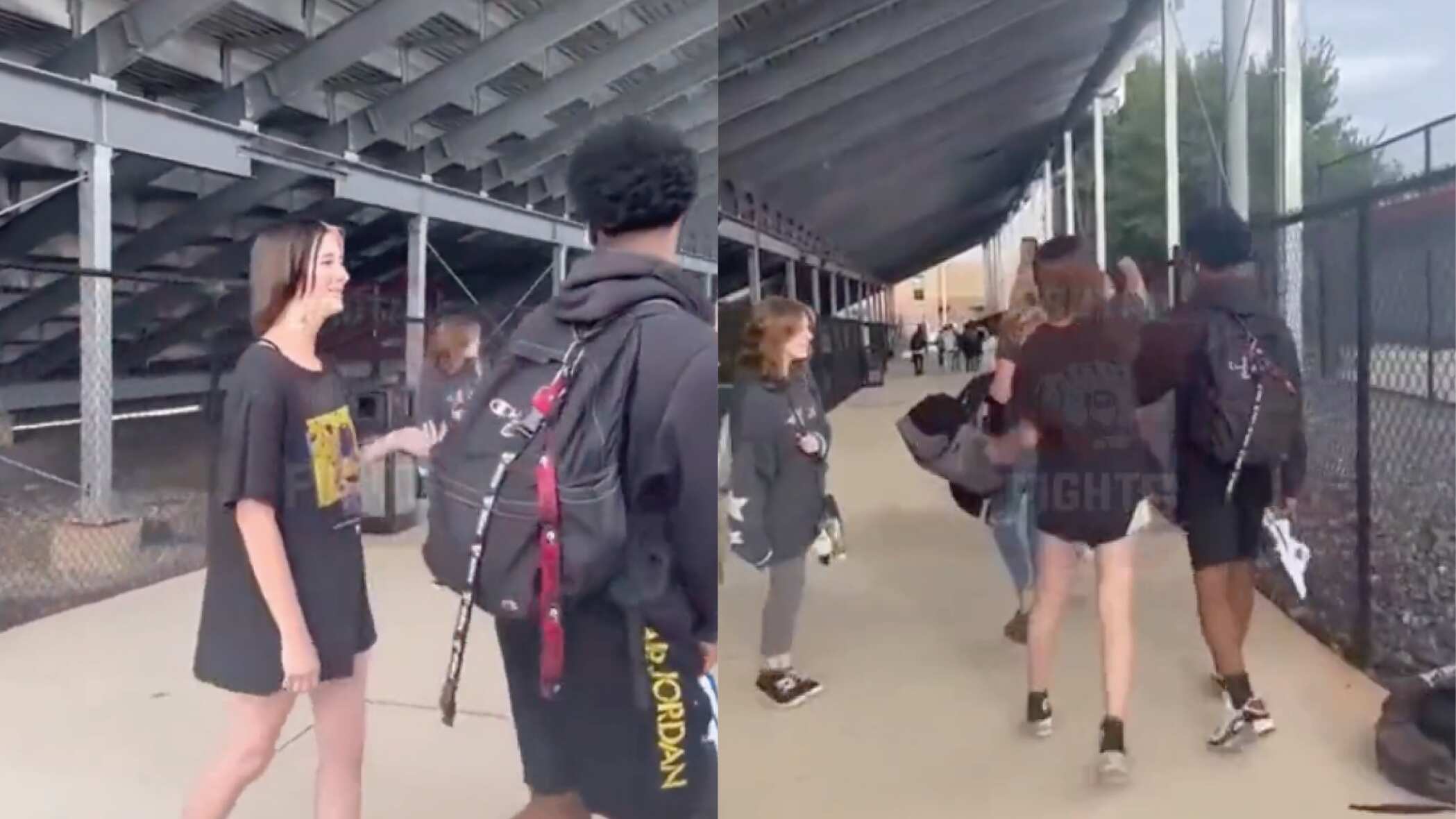 ¡Imágenes sensibles! Chica agrede a joven por la espalda y este se defiende a los golpes