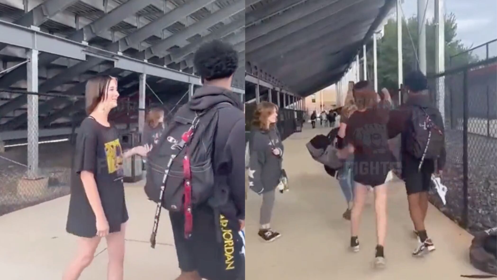 ¡Imágenes sensibles! Chica agrede a joven por la espalda y este se defiende a los golpes