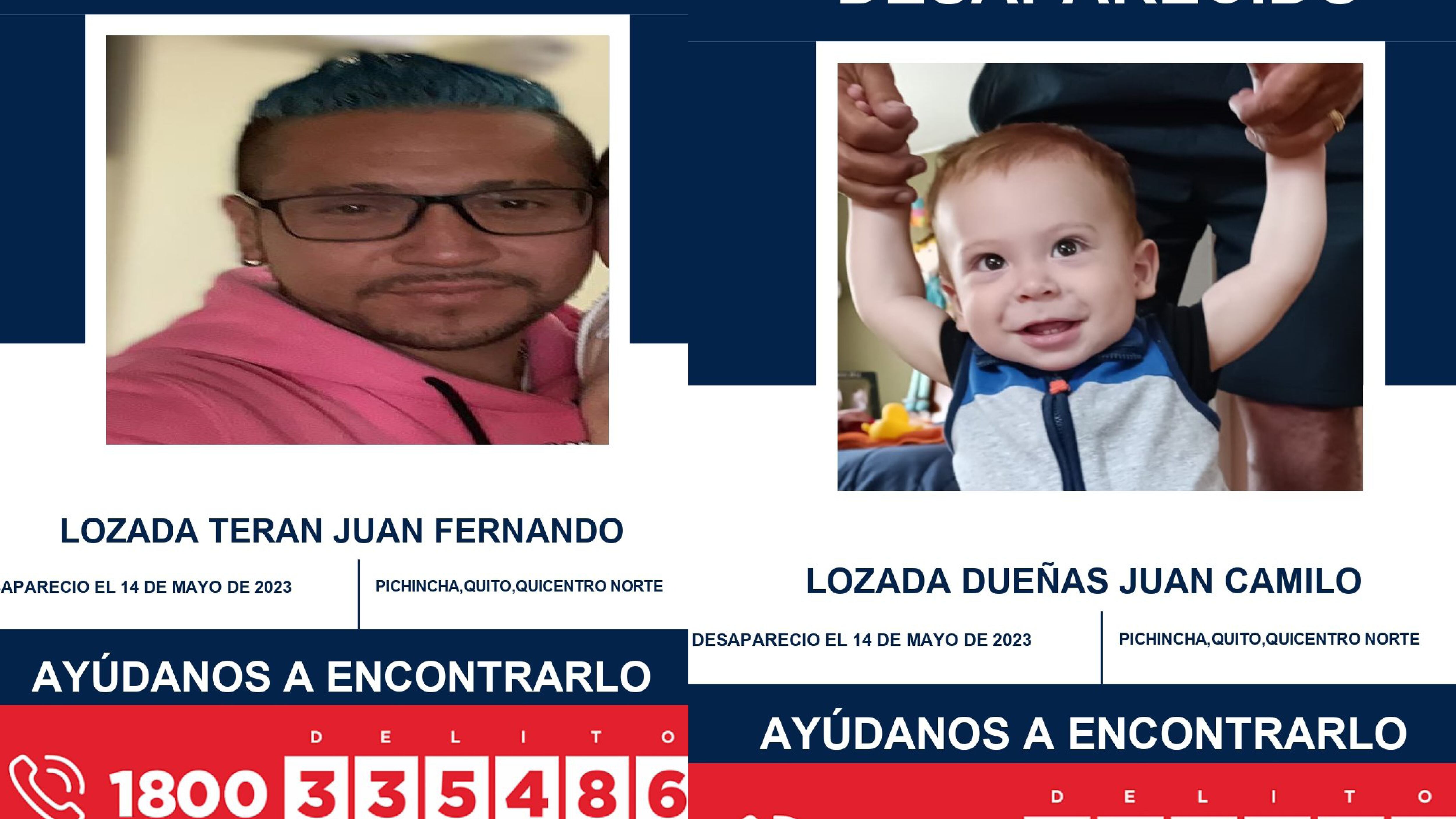 Familiares buscan a Juan Fernando Lozada y su hijo Juan Camilo que desaparecieron en el norte de Quito