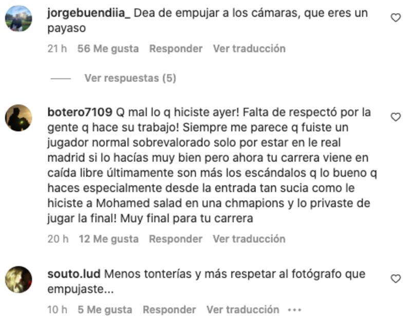 Algunos de los comentarios que los fanáticos dijeron en redes sociales a Ramos.
