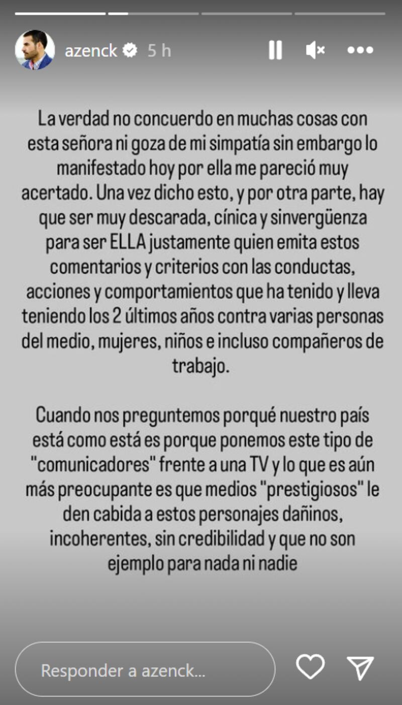 Captura de historia de Instagram de Allan Zenck