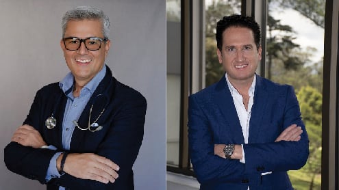 Jorge Wills, CEO de Veris (iz), y Hernán Cueva, CEO de Diario Metro (der).