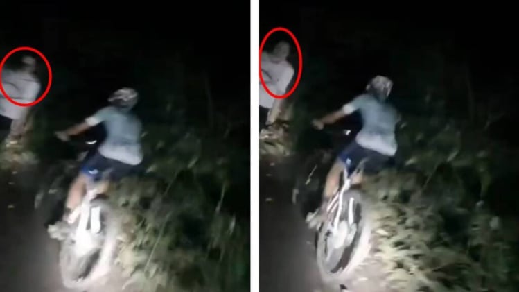 Dos ciclistas se toparon con un fantasma y uno hasta lo saludó