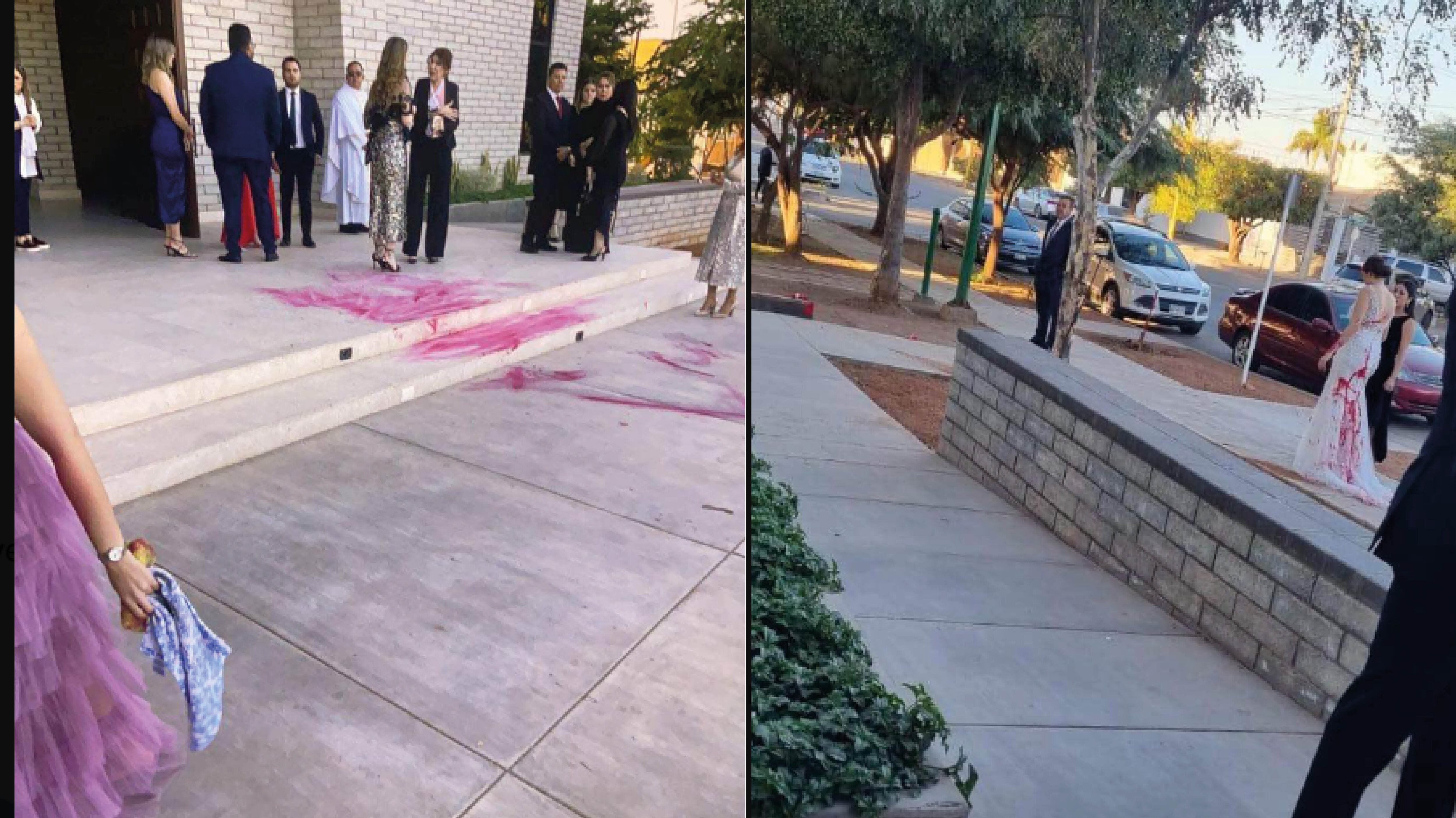 Su suegra le lanzó pintura roja al vestido de novia en el día de su boda