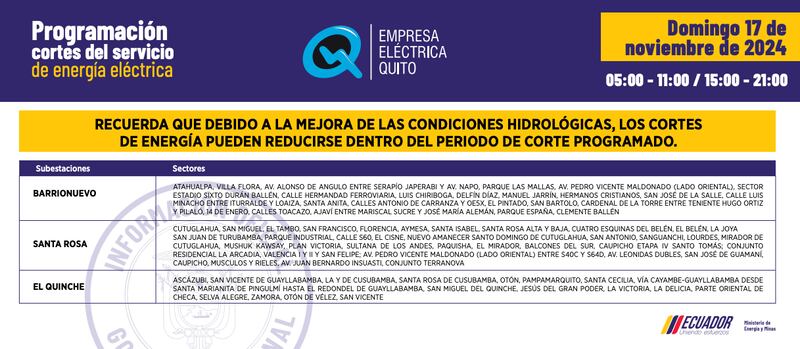 CORTE DE LUZ DOMINGO 17 DE NOVIEMBRE
