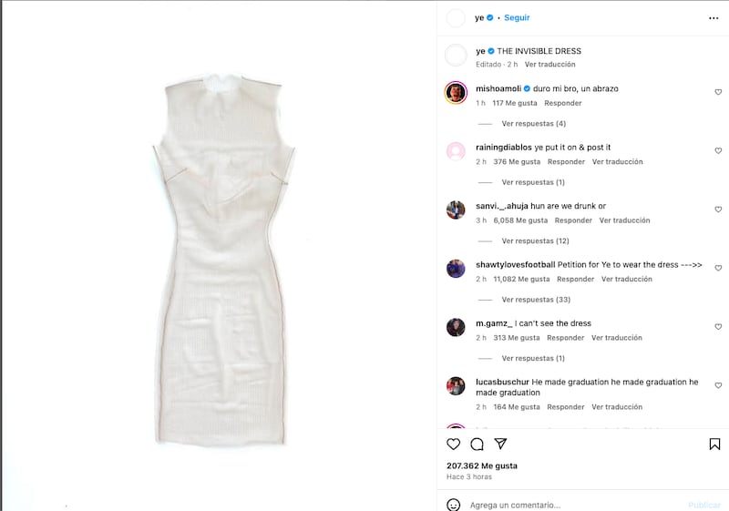 Vestido transparente que usó Bianca Censori, la esposa de Kanye West, en los Grammy