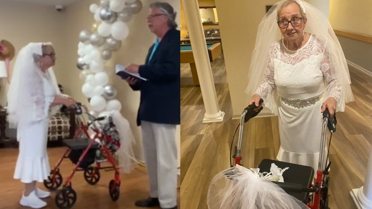 Luego de 40 años soltera, mujer de 77 años se casa con ella mismo
