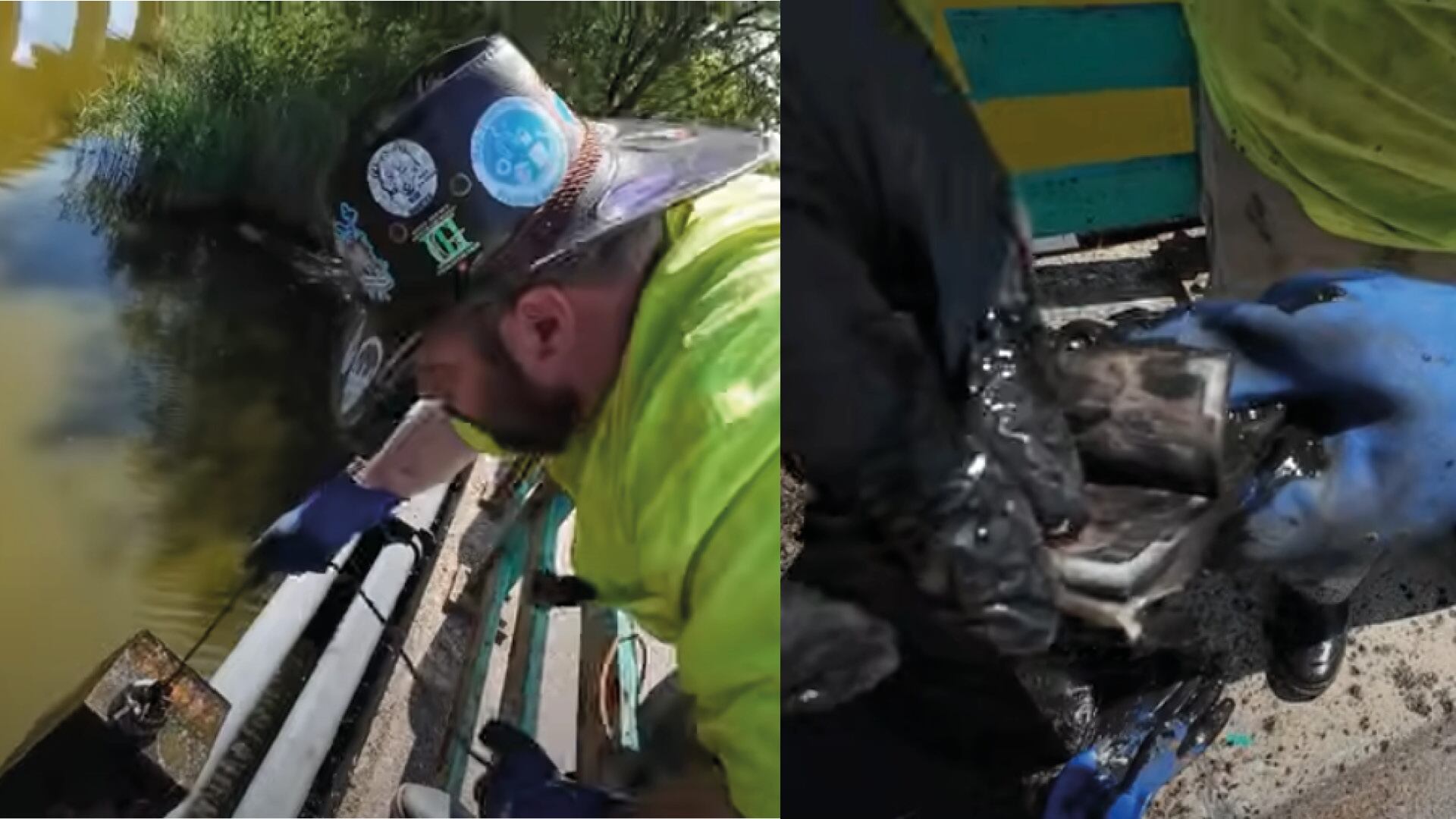 Pareja pescó con un imán y encontraron una caja fuerte con 100 mil dólares