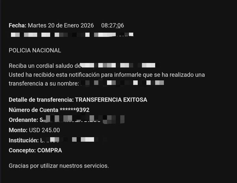 Sujetos usaron comprobantes falsos para estafar con más USD 2.000 a local de motocicletas en Cumbayá, Quito