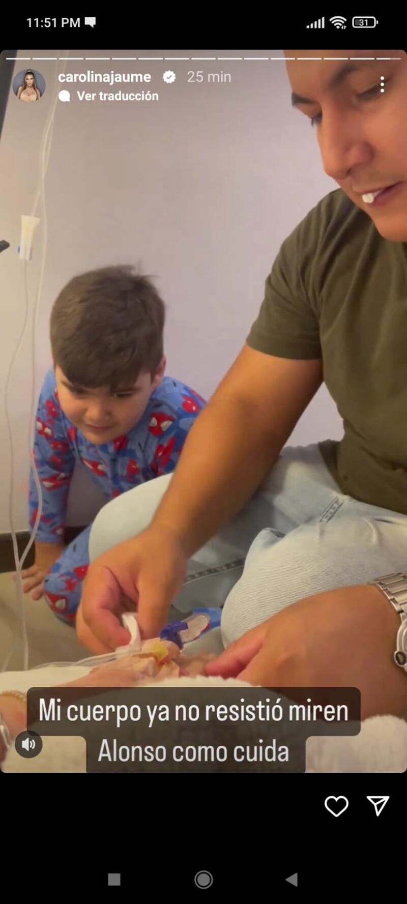 Captura de historia de Instagram de Carolina Jaume